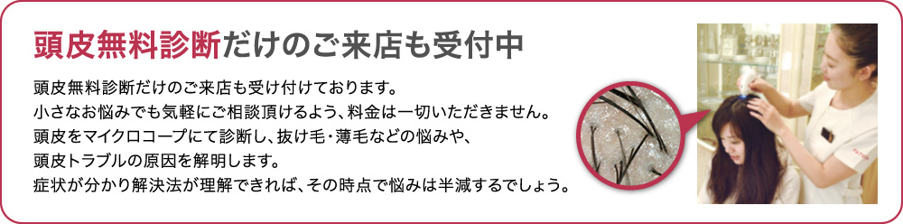 頭皮無料診断だけのご来店も受付中